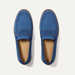 The Penny Loafer - Blue Raffia-Knit