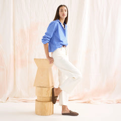 The Double Bit Loafer Mule - Cinnamon Raffia-Knit